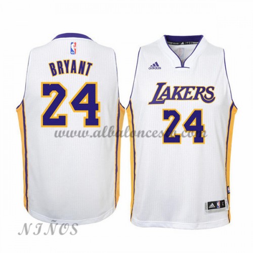 sólido Anfibio visión Camisetas NBA Baratas Los Angeles Lakers Niños 2015-16 Kobe Bryant 24#  Blanco Home